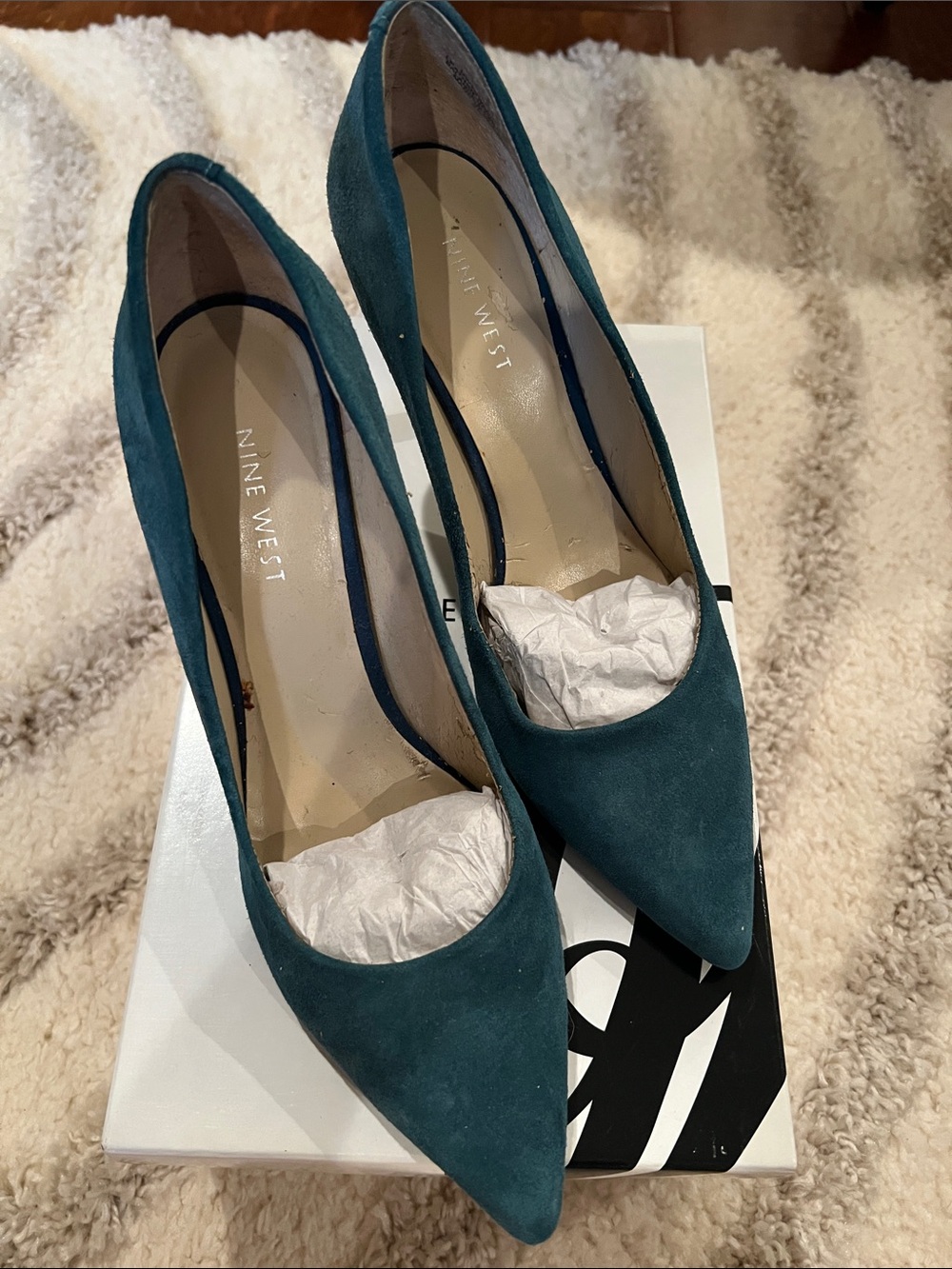 Nine West Teal Suede Pointed Toe Pumps